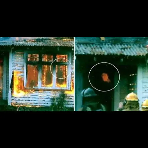 بينما كان المتطوعون يتدربون على مكافحة الحريق في ويستبورت نيوزيلندا ظهر شكل وجه شبح في صورتين