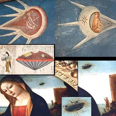 لوحات فنية قديمة حول الأطباق الطائرة