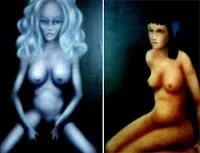 رسم - سكتش فني - يوضح شكل المرأتان اللتان شاهدهما بطرس