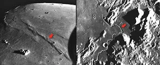 شاهد الشقوق على سطحه والتي يعتقد أنها آثار لأنهار من الحمم كانت تسري على سطح القمر كما تقول ناسا