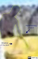 اتضح أن الشبح هو رجل يمسك بيده عصا ووقع خيال تلك العصا لتبدو أنها ساقي فتاة تمشي