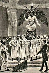 تقديس بافومت في محفل ماسوني بمناسبة ترقية أحد أعضائها إلى المرتبة 18 في سلم الماسونية