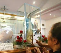 تمثال العذراء الذي جرت عليه الدراسة وتبين أن ظاهرة الدموع مجرد خدعة